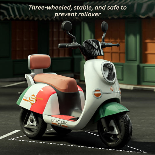 Kids Electric 3-Wheel Ride-On Motorcycle with Lights & Music – Orange