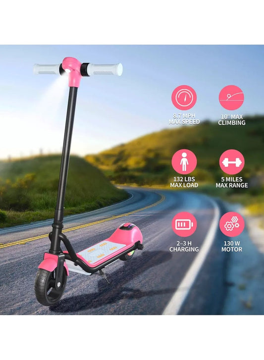 3-Speed Kids & Teens Electric Scooter with LED Display | Pink