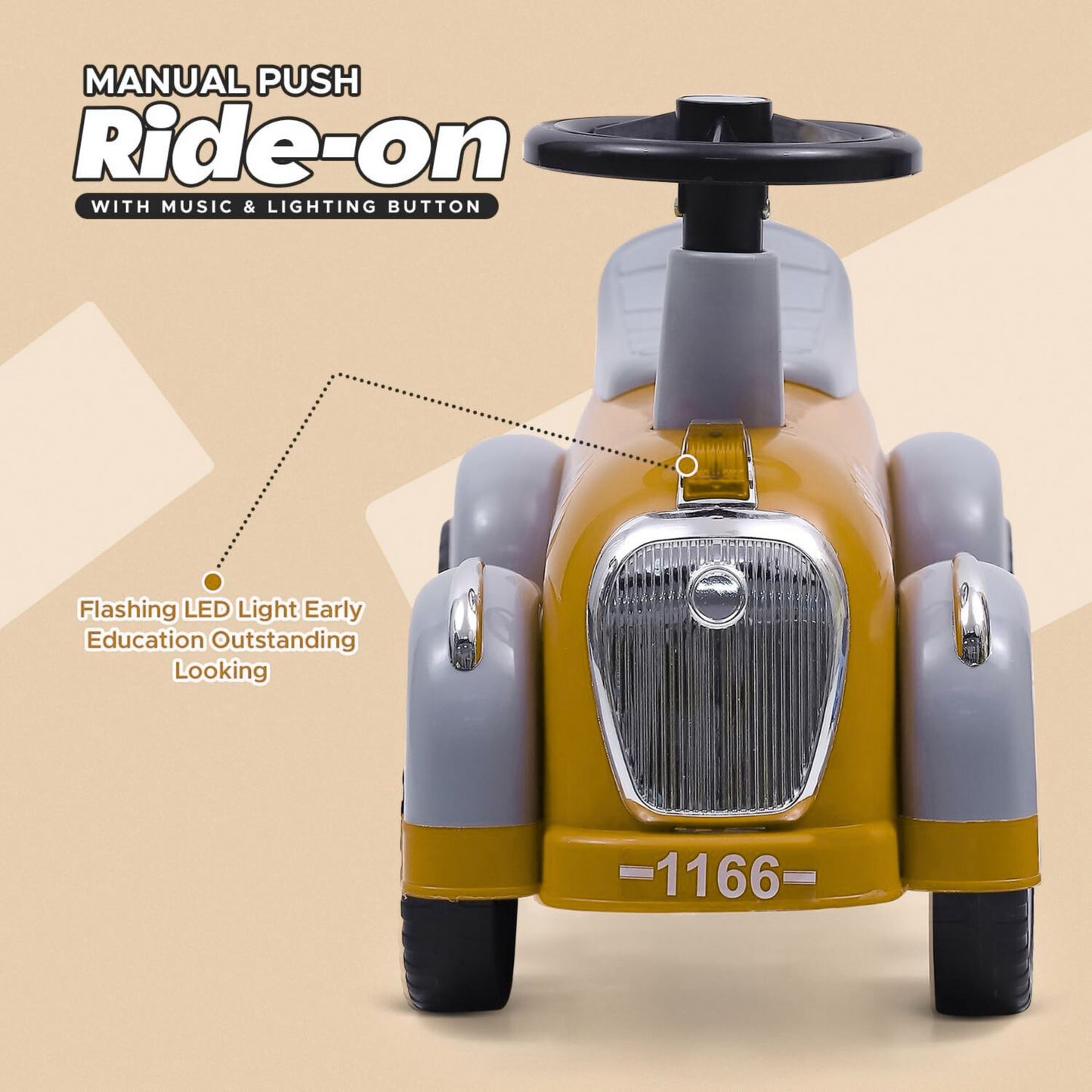 Ride-On Push Car Toy for Kids – With Music, Easy-to-Ride Design, Assorted Colors