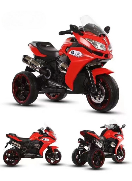 Kids 3-Wheel Electric Ride-On Motorcycle, LED & Music | Red