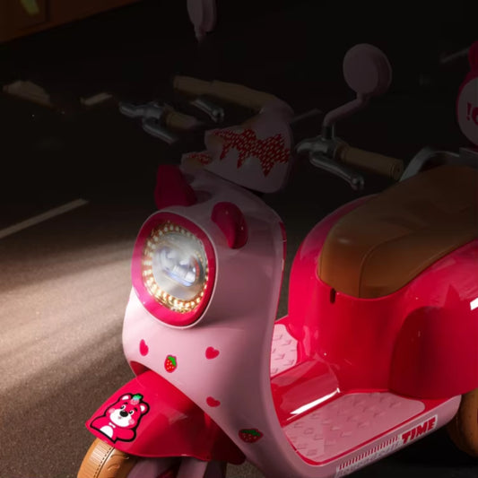 Kids 6V Electric Ride-On Trike | Cute Pet Design, LED Lights & Music – Pink