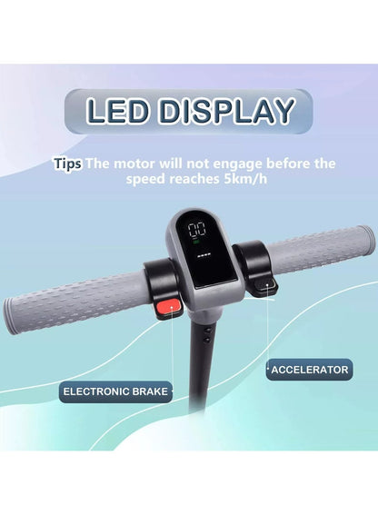 3-Speed Kids & Teens Electric Scooter with LED Display | Grey