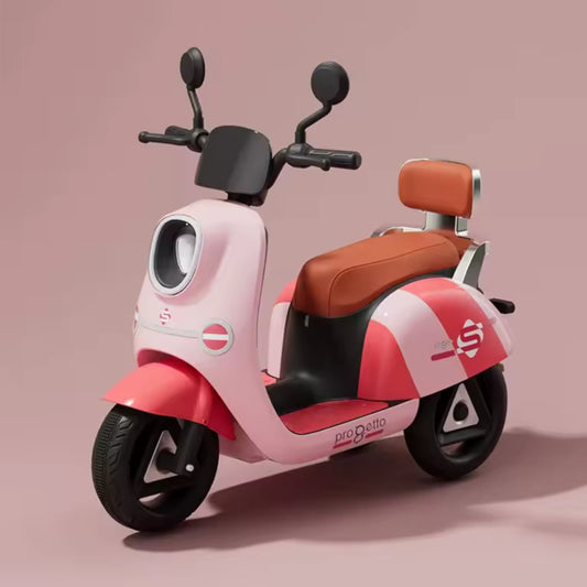 Kids Electric 3-Wheel Ride-On Motorcycle with Lights & Music – Baby Pink