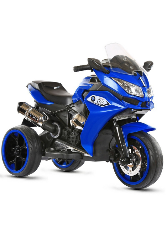 Kids 3-Wheel Electric Ride-On Motorcycle, LED & Music | Blue