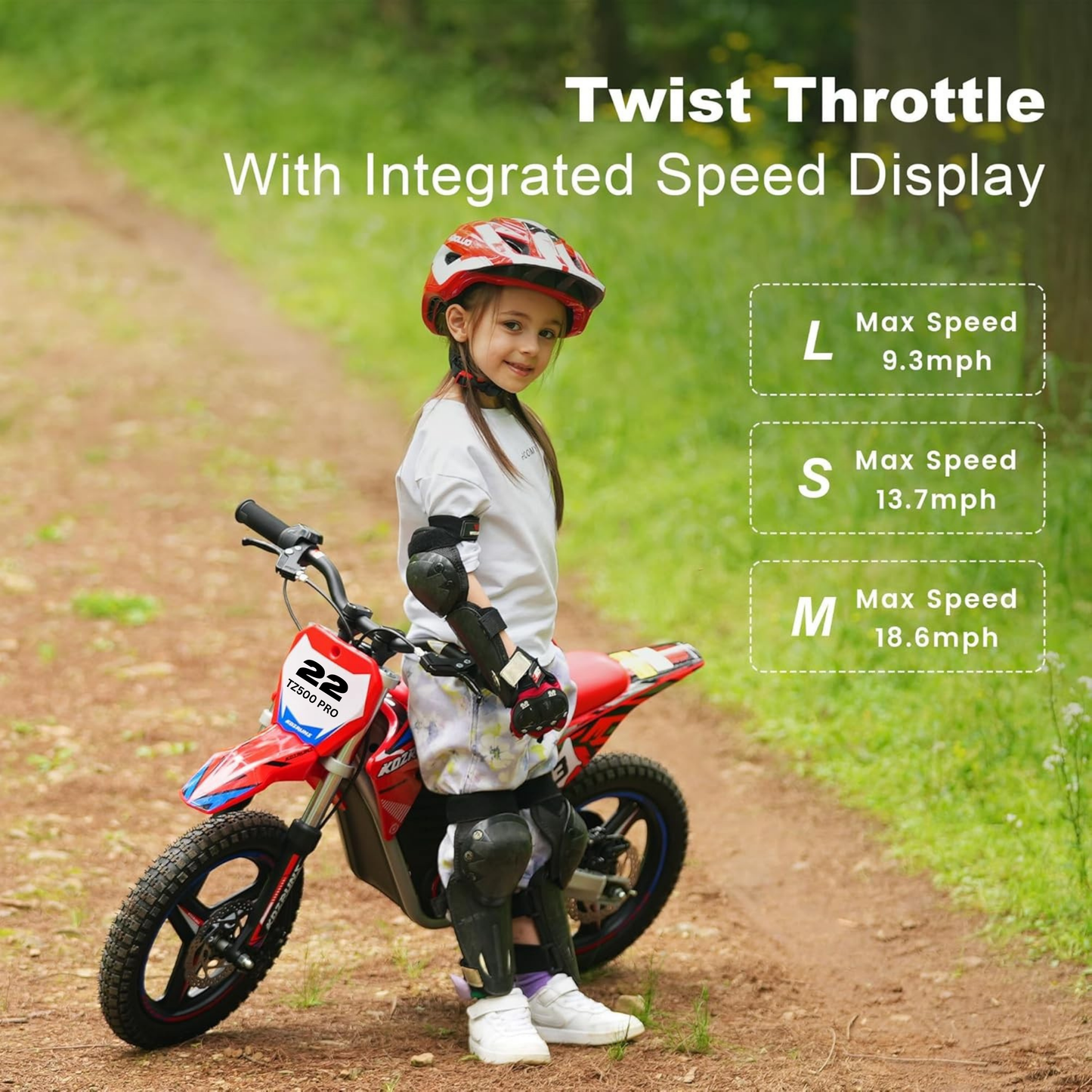 TZ500 Kids Electric Dirt Bike – 500W Off-Road Motorcycle with Dual Suspension, 3 Speed Modes & Long-Range Battery