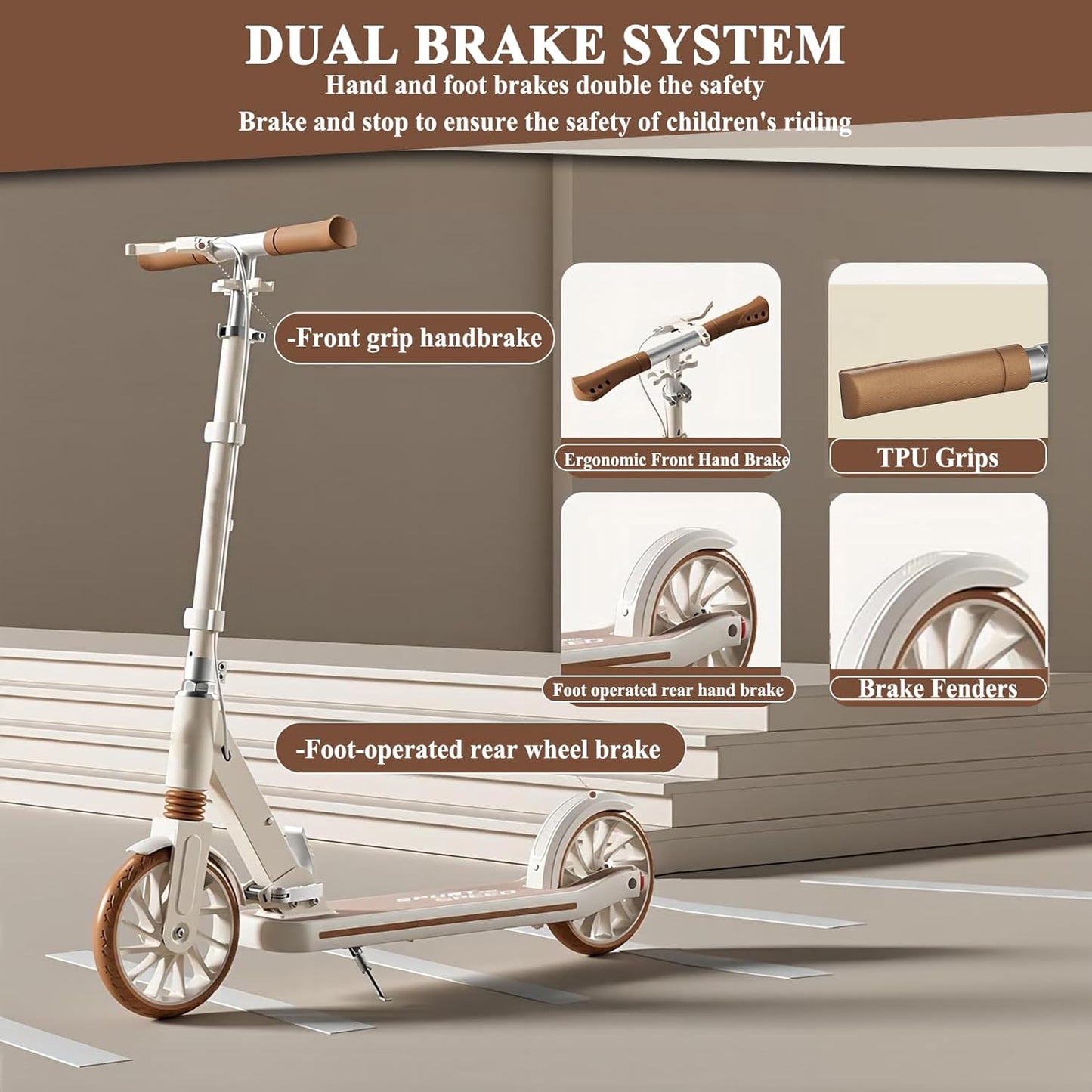 Foldable Kick Scooter for Kids – Lightweight | White