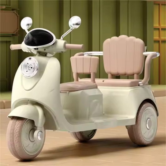 Kids 2-Seater Electric Ride-On Motorcycle – 3-Wheel, LED & Music