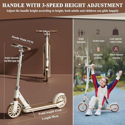 Foldable Kick Scooter for Kids – Lightweight | White
