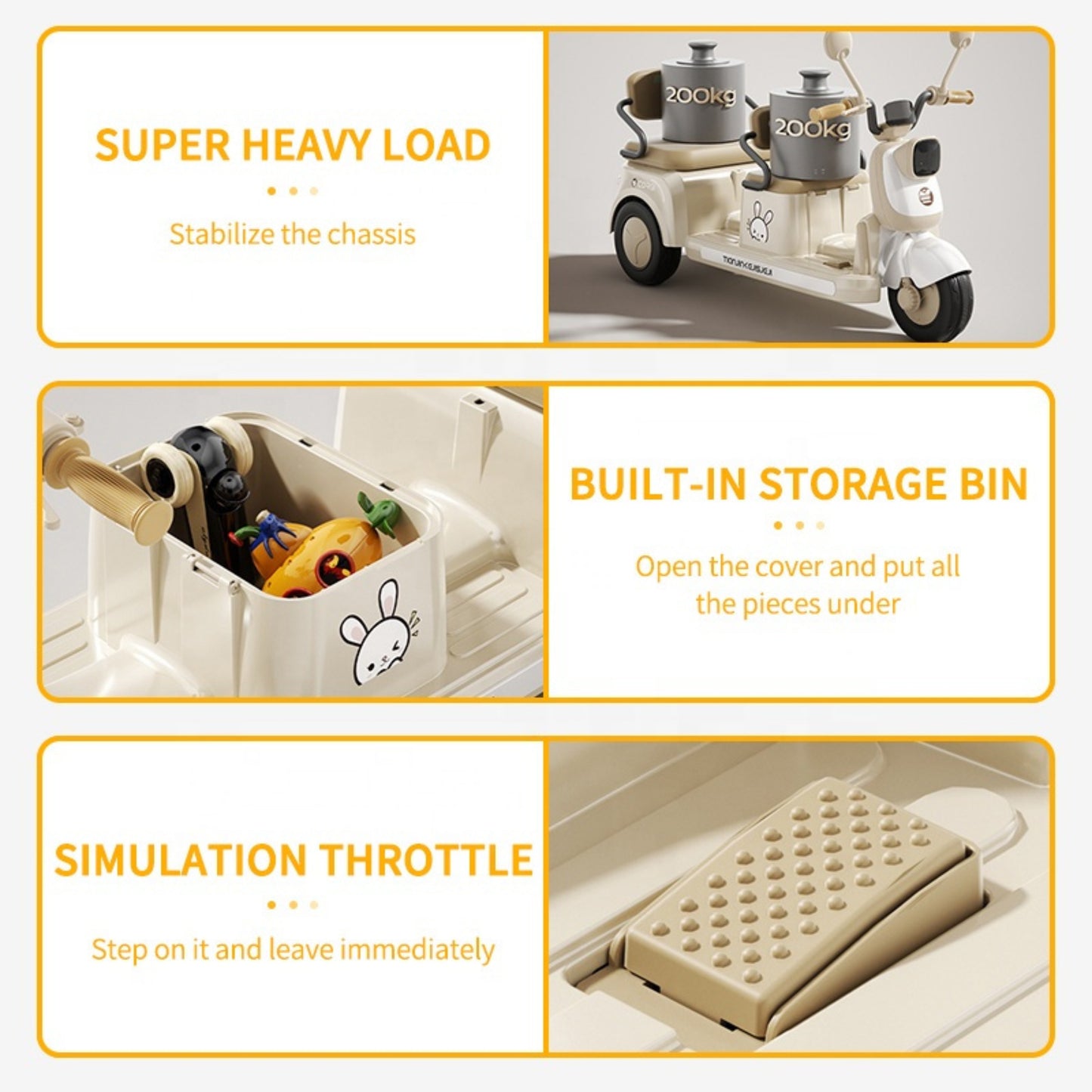 Kids Electric Ride-On Motorcycle 2-Seater, 3-Wheel, Music & LED Lights – Blue