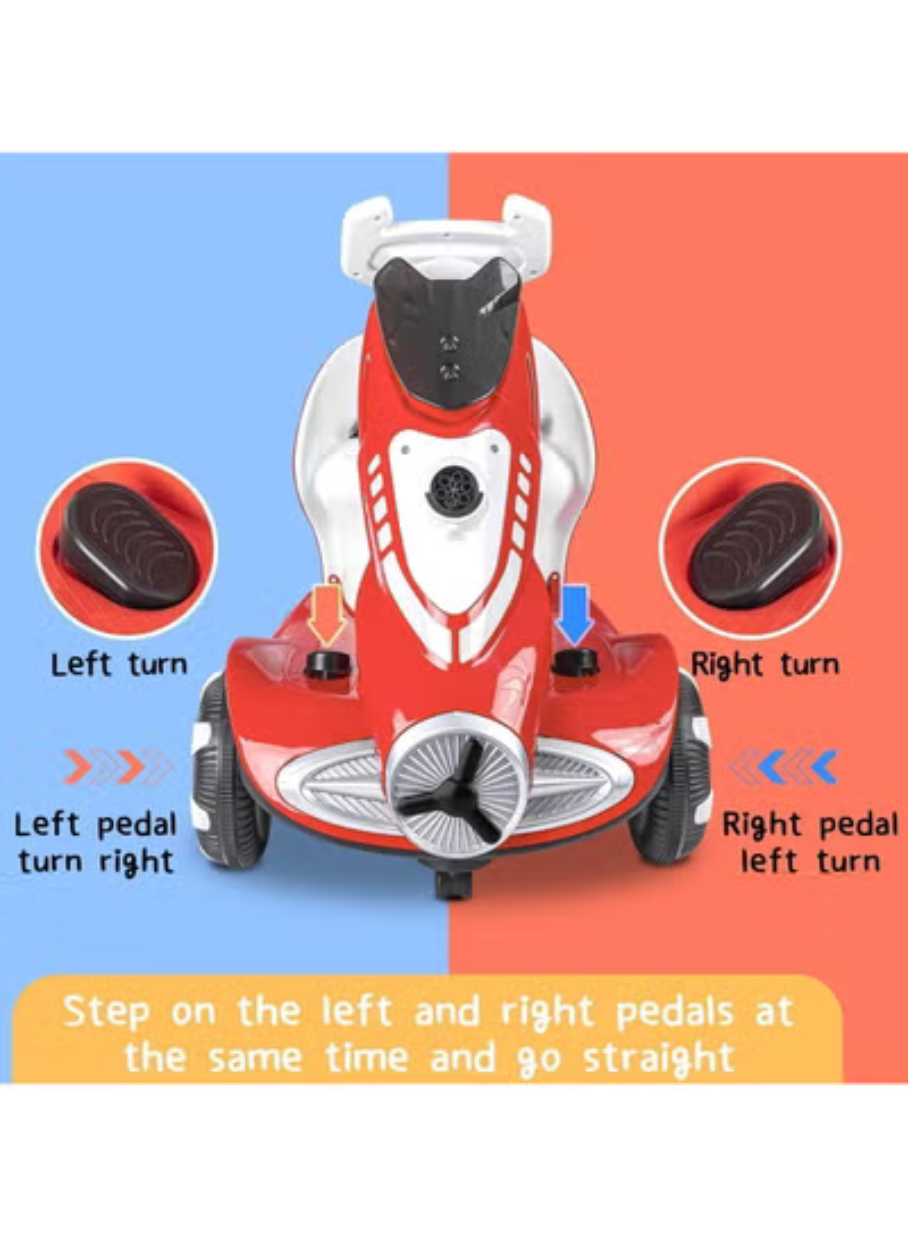 6V Dual Motor Kids Ride-On Car with Bubbles & LED | Red
