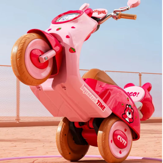 Kids 6V Electric Ride-On Trike | Cute Pet Design, LED Lights & Music – White\Pink