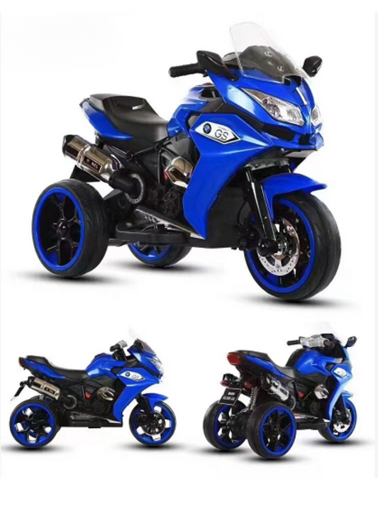 Kids 3-Wheel Electric Ride-On Motorcycle, LED & Music | Blue