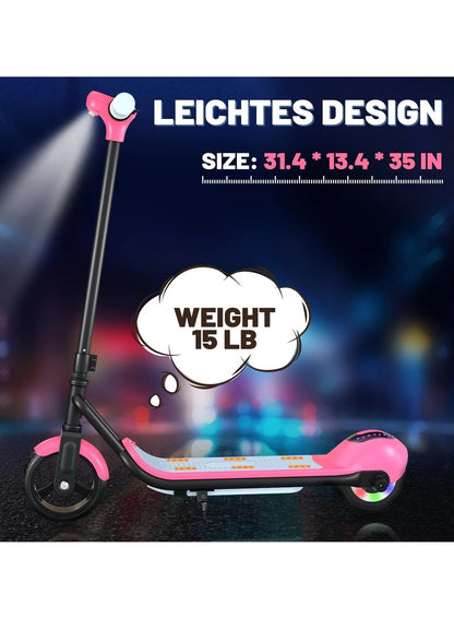 3-Speed Kids & Teens Electric Scooter with LED Display | Pink
