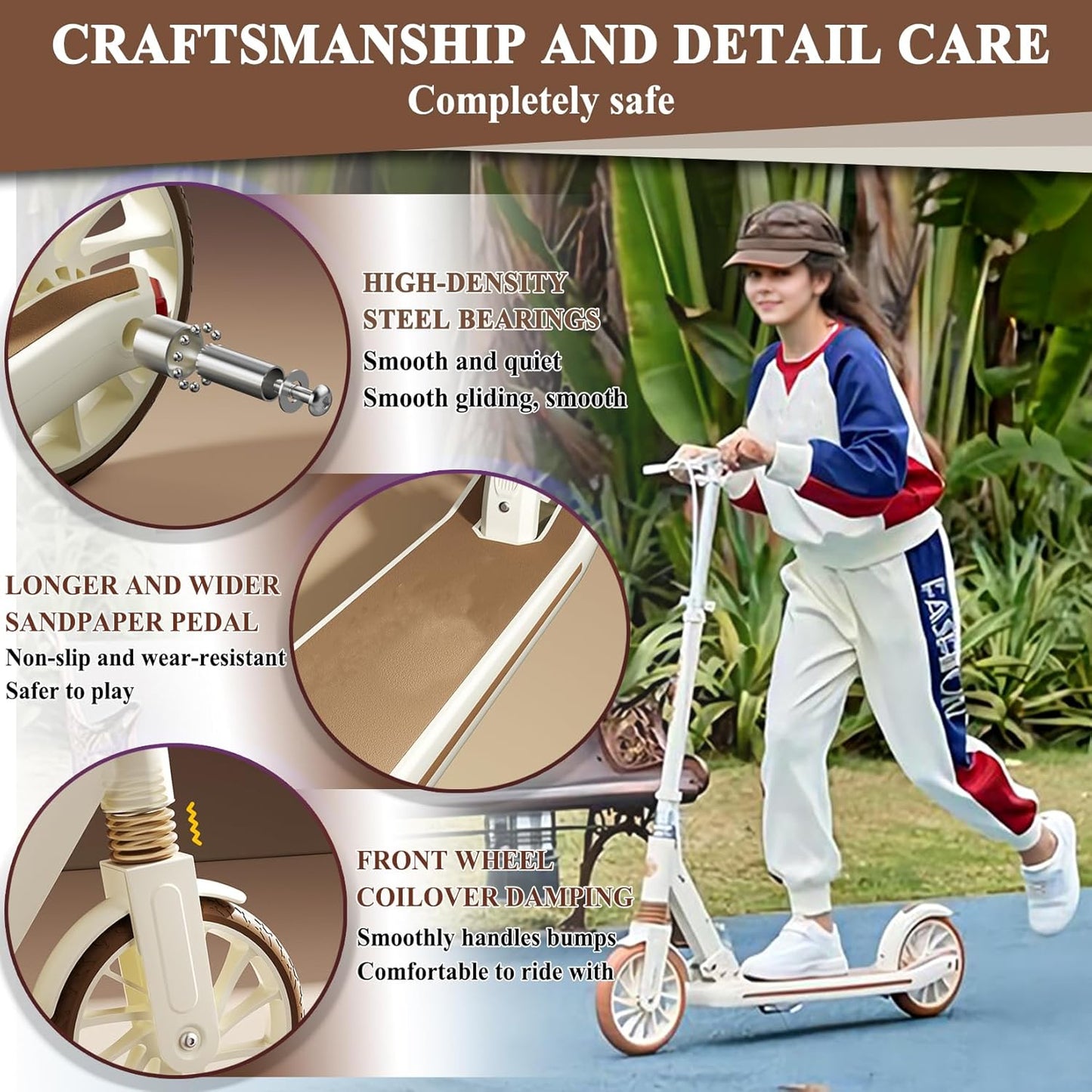 Foldable Kick Scooter for Kids – Lightweight | White