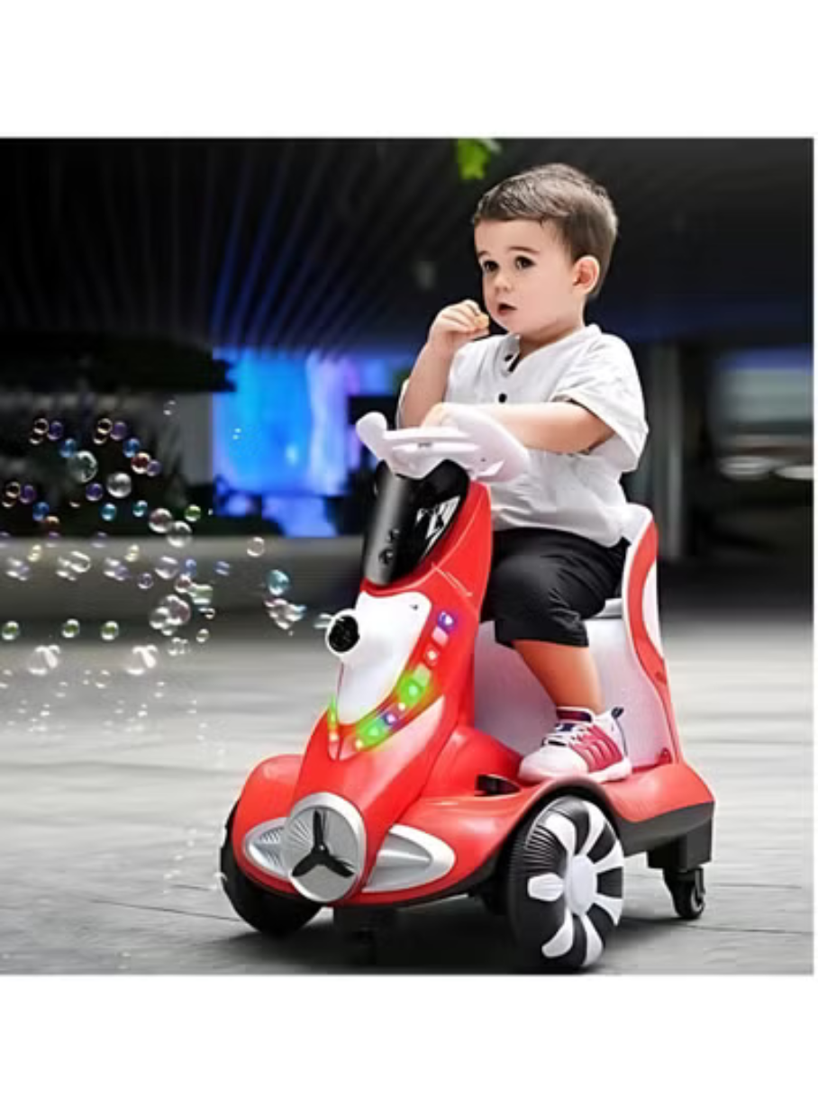 6V Dual Motor Kids Ride-On Car with Bubbles & LED | Red