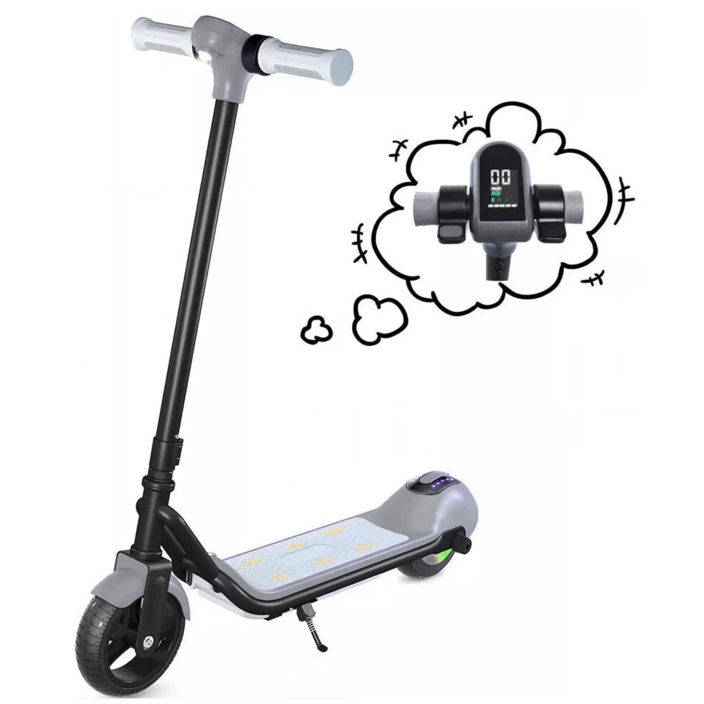 3-Speed Kids & Teens Electric Scooter with LED Display | Grey