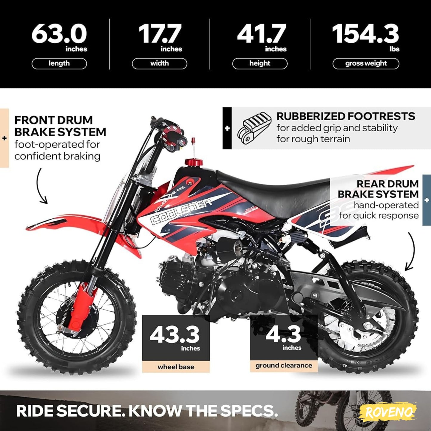 110cc Adult Pit Bike | 4-Stroke Gas Powered Dirt Bike