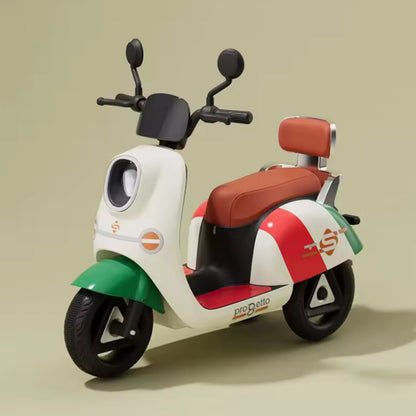 Kids Electric 3-Wheel Ride-On Motorcycle with Lights & Music – White