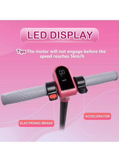 3-Speed Kids & Teens Electric Scooter with LED Display | Pink